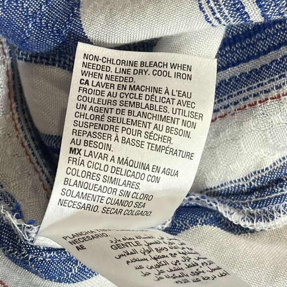 Style & Co Small Top 3/4 Puff Sleeves Tie Keyhole Neck Lightweight Striped New - Picture 9 of 9